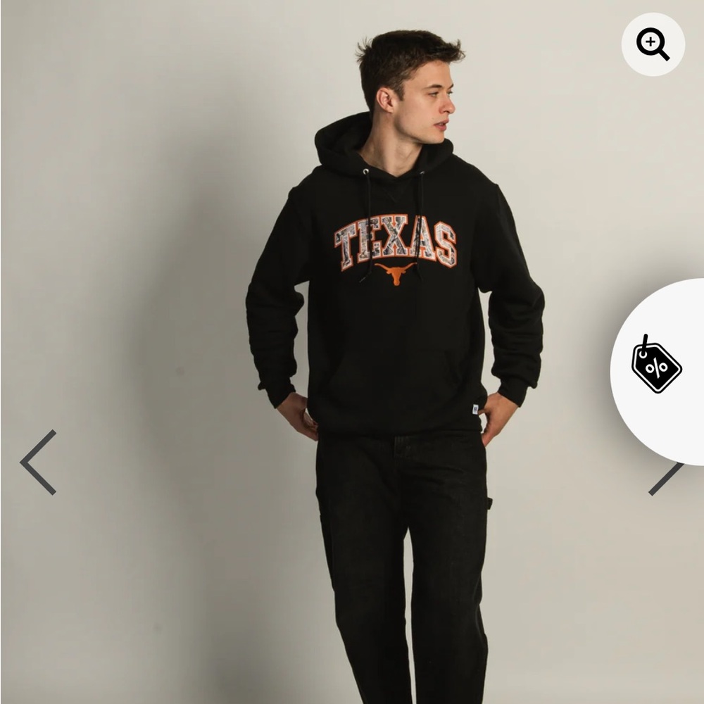 Russell Athletic Black Hoodie with Orange Texas Graphic